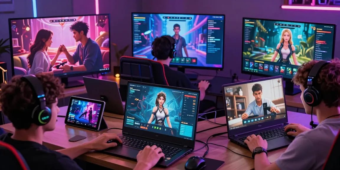 Engaging characters immersed in diverse porngames experiences showcasing adult gaming