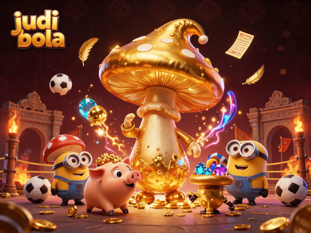 Experience thrilling judi bola action with enchanted golden characters in a vibrant casino scene