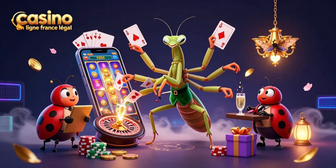 Expérimentez le casino en ligne légal en France avec des jeux et des paris captivants dans cette illustration dynamique.