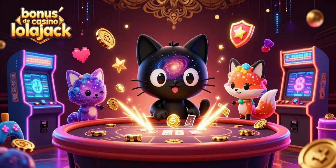 Profitez d'un bonus de casino Lolajack en jouant aux machines à sous illuminées dans un casino cosmique.