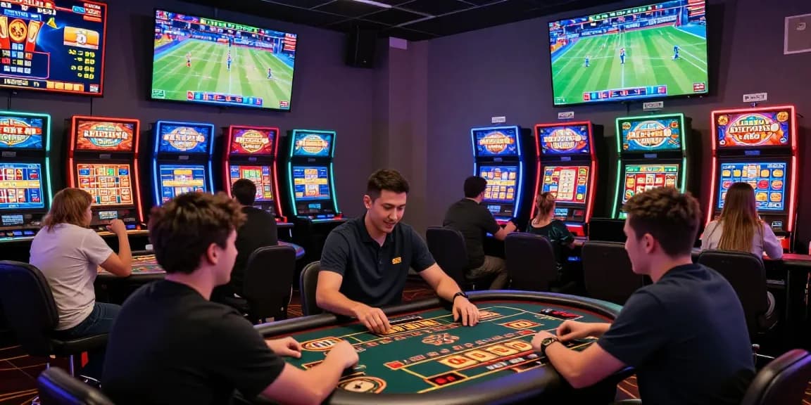 Online gambling experience at https://shbet.cruises/ featuring excited players at a virtual casino with vibrant digital displays.