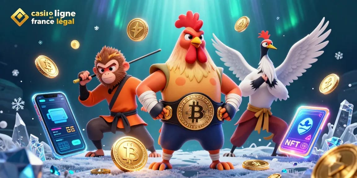Visuel captivant illustrant la dynamique du casino en ligne France légal avec des personnages de combat.
