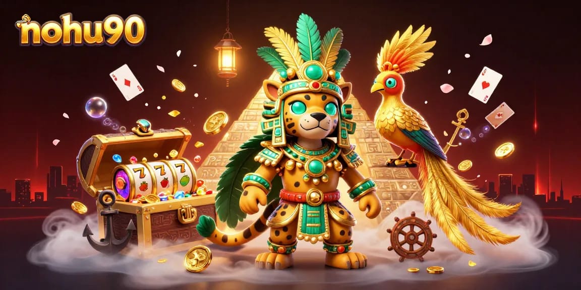 Nohu90 players enjoying vibrant slot games with unique features in a dynamic casino scene.