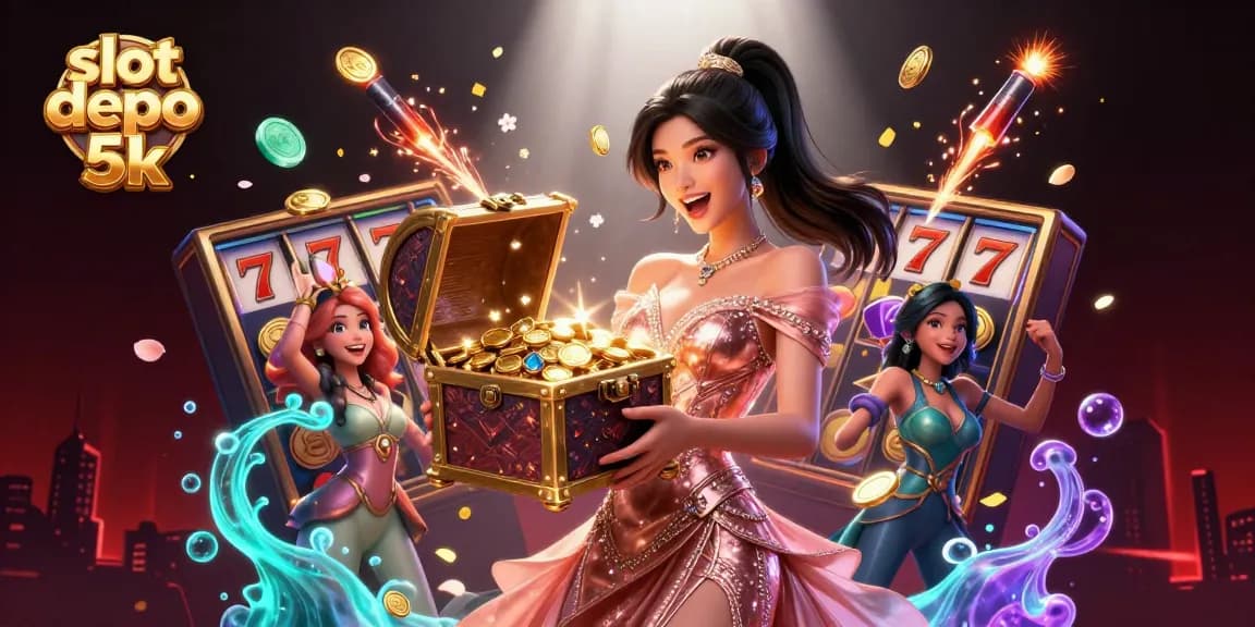 Engage in slot depo 5k excitement with stunning visuals of treasure and slot elements.