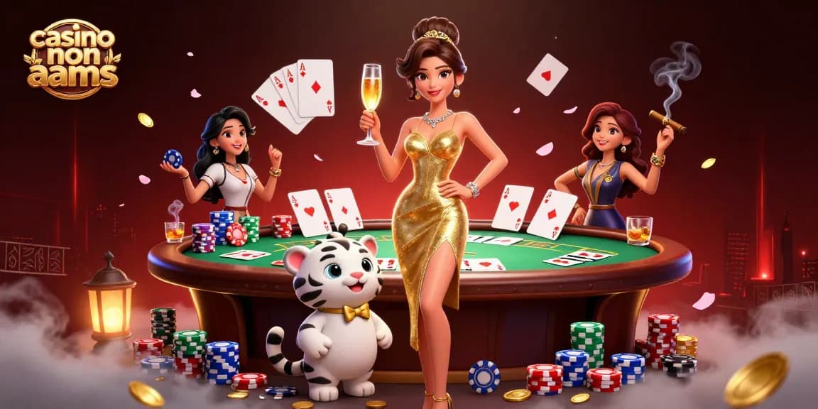Scopri il fascino vibrante di un casino non aams con una donna glamour e un cucciolo di tigre fortunato in una scena di gioco emozionante.