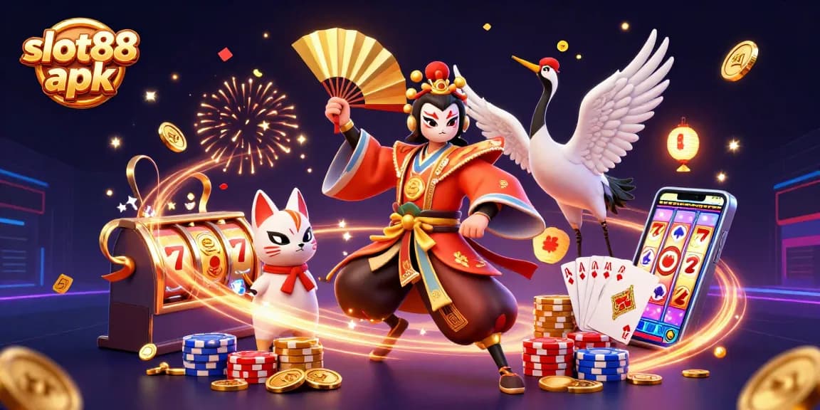Spin the slot88 apk reels surrounded by vibrant casino elements for an exciting gaming experience.