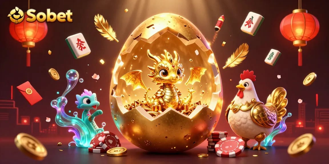 Bet on Sbobet with a lavish scene featuring a golden dragon, poker chips, and vibrant gambling elements.