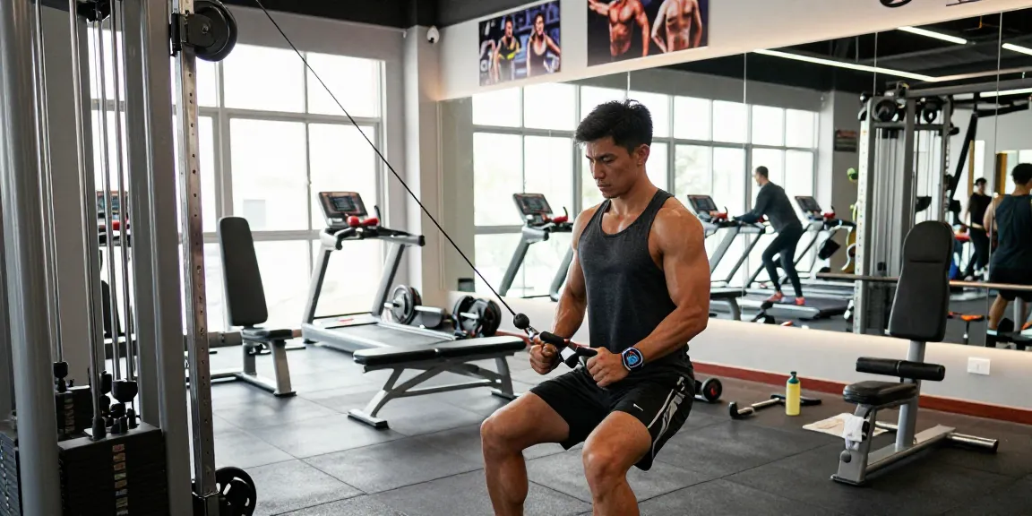 Fitness enthusiast training at Deus Medical Shop's gym environment with advanced equipment and natural light.
