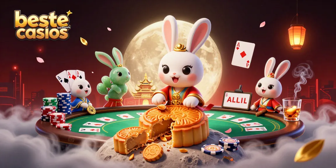 Engaging scene showcasing beste buitenlandse casinos with vibrant poker elements and lunar characters.