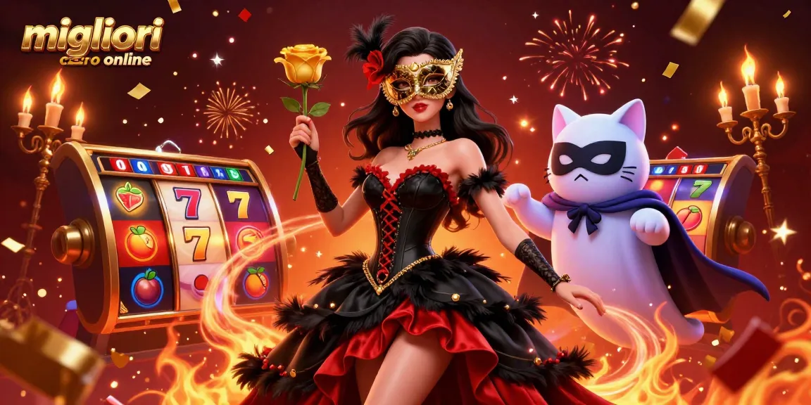 Scopri l'emozione dei migliori casino online con personaggi 3D vivaci ed elementi delle slot rappresentati dinamicamente in questa illustrazione.