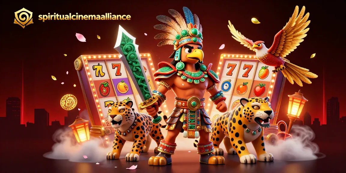 Engage with spiritualcinemaalliance at a vibrant 3D casino scene featuring thrilling slot reels and lucky elements.