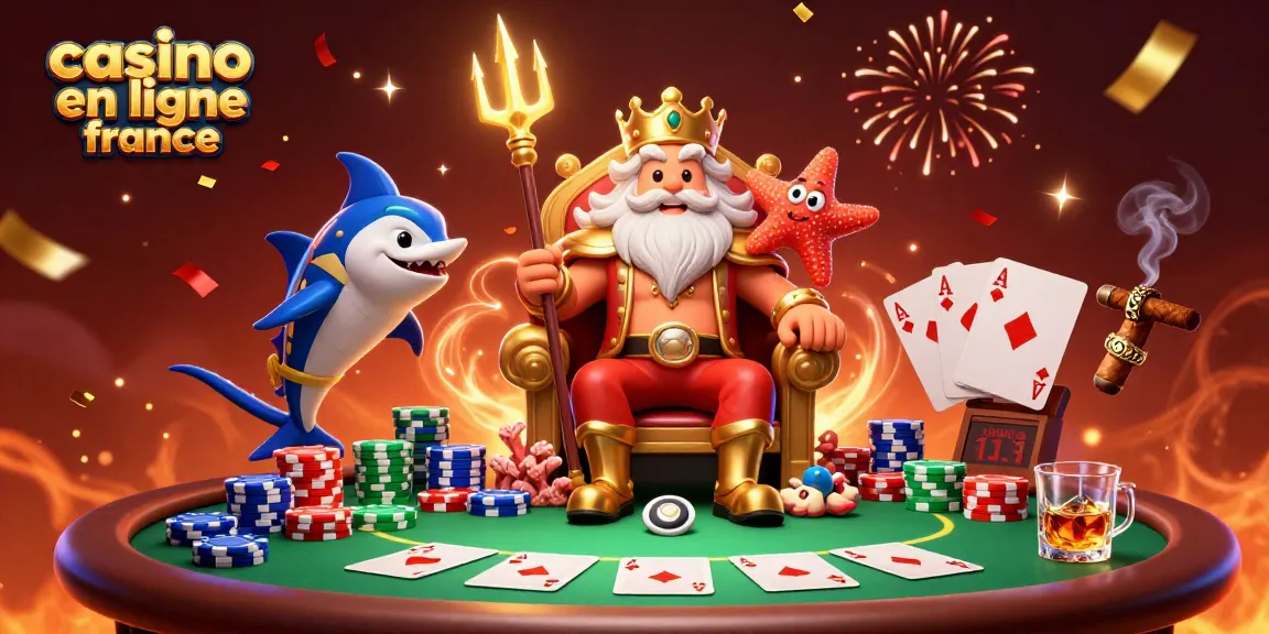 Gagner au casino en ligne France entouré d'éléments de poker vibrants et de personnages dynamiques.