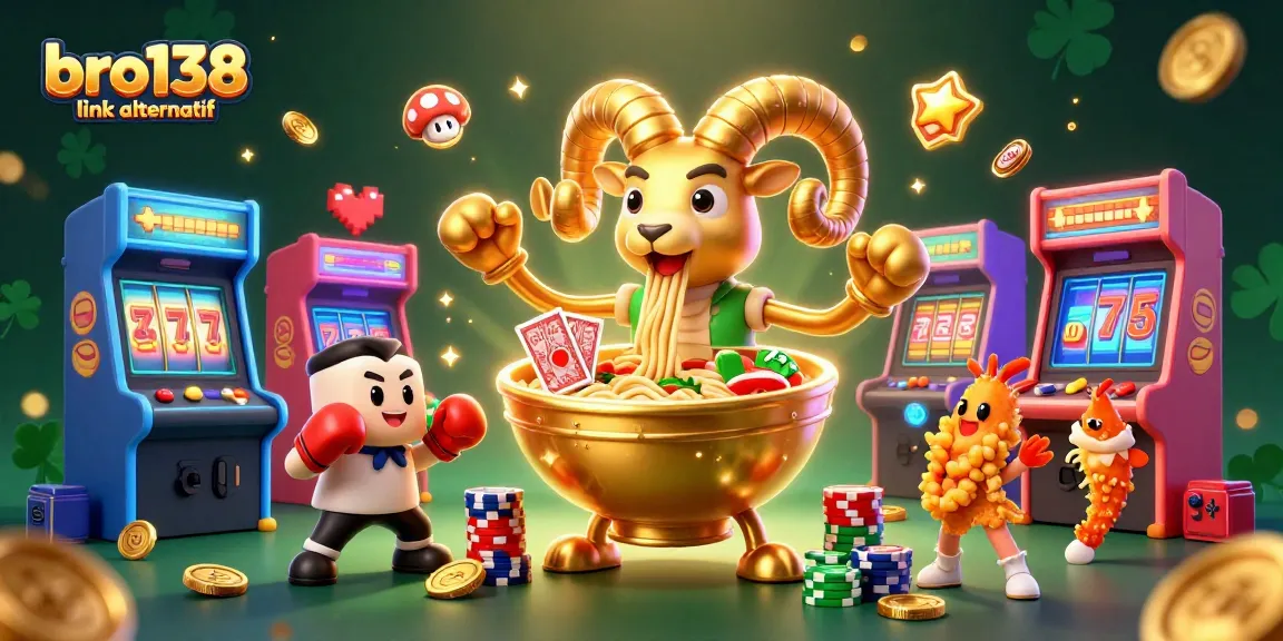 Engage with bro138 link alternatif while enjoying colorful casino-themed characters in a 3D illustration.