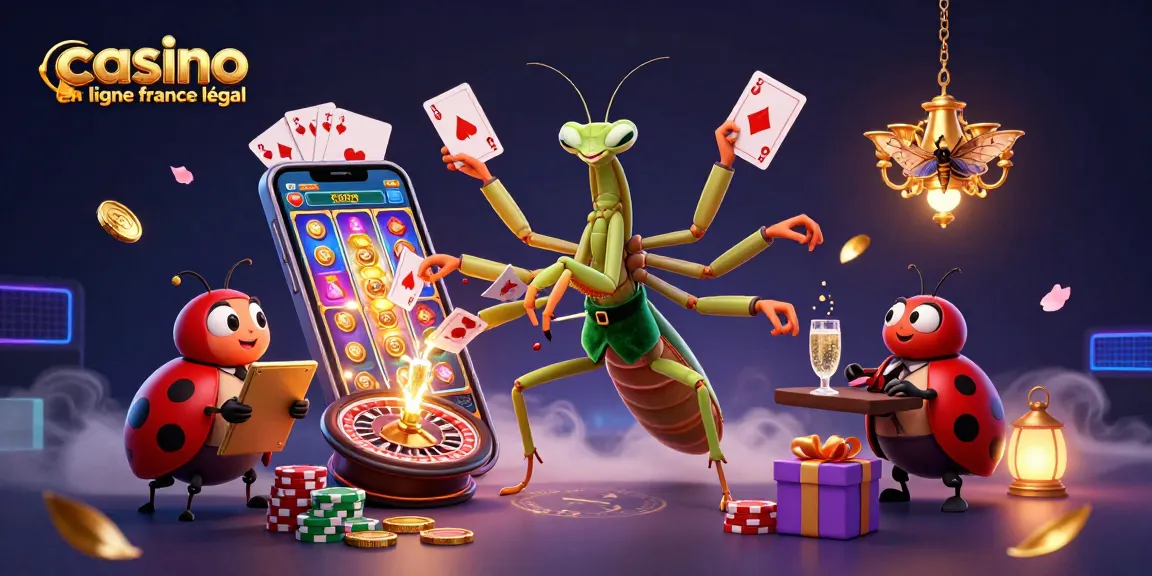 Expérimentez le casino en ligne légal en France avec des jeux et des paris captivants dans cette illustration dynamique.