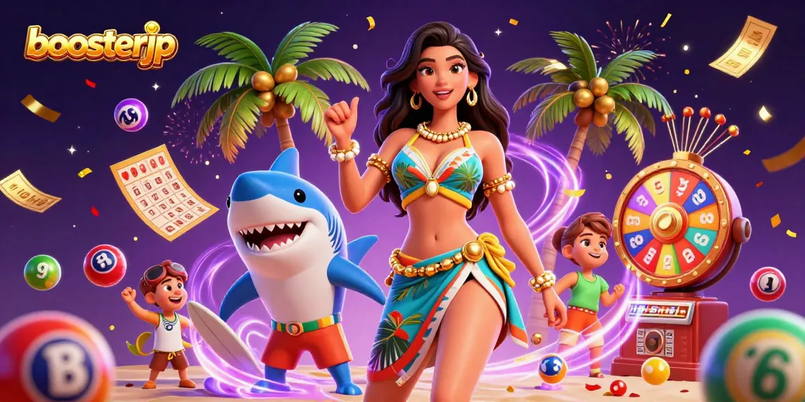 Boost your gaming excitement with boosterjp's vibrant 3D illustration of a winning atmosphere.