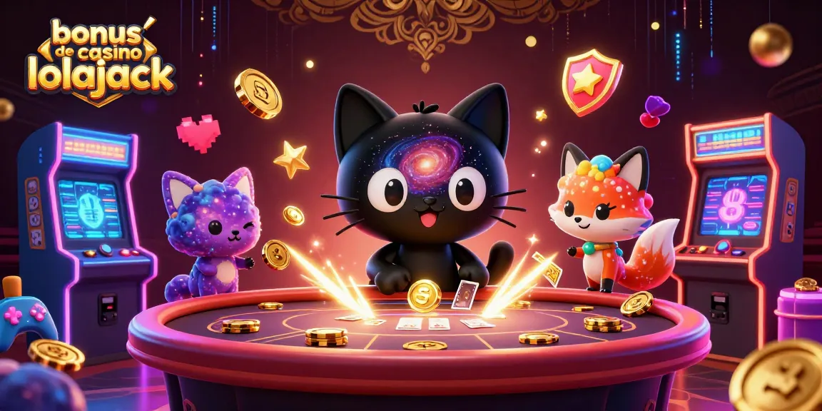 Profitez d'un bonus de casino Lolajack en jouant aux machines à sous illuminées dans un casino cosmique.