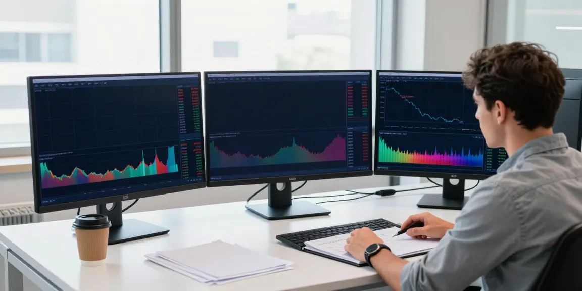 TradingView charts displayed on multiple screens in a modern trading workspace.