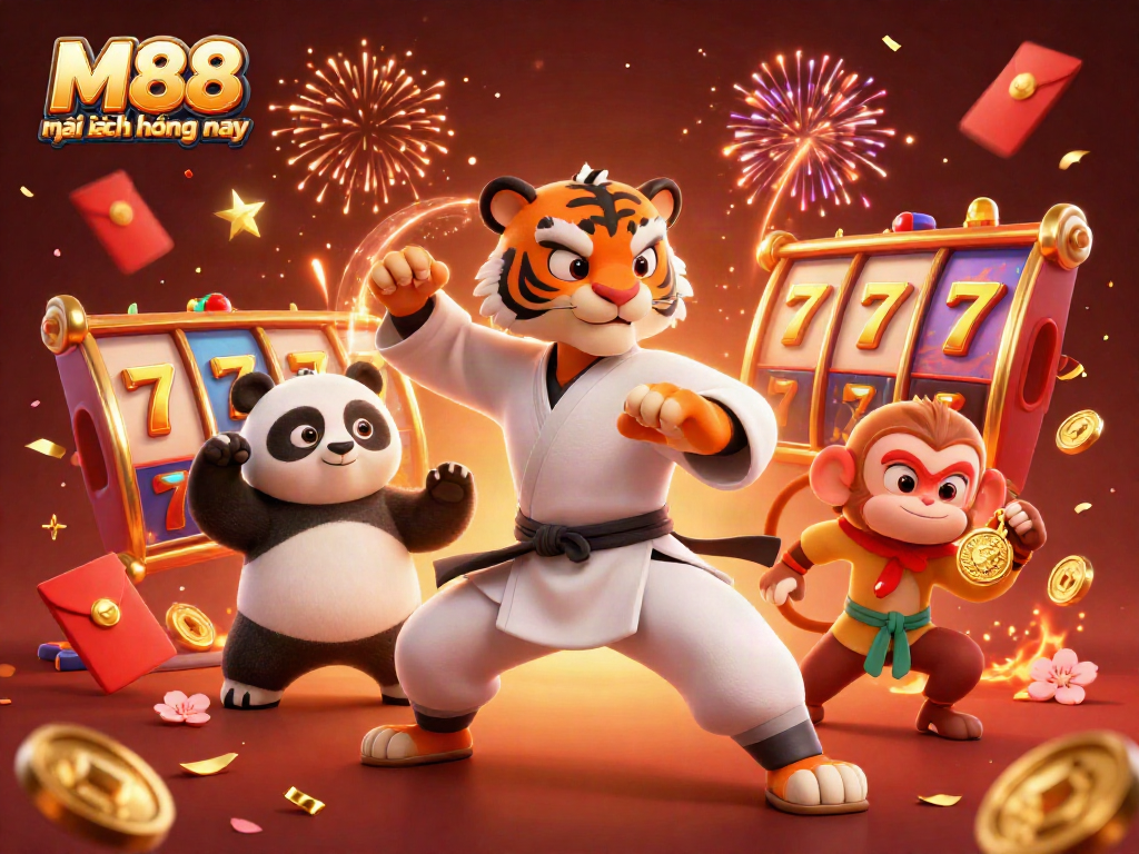 M88 mới nhất hôm nay thể hiện hoạt động cá cược trong bối cảnh vui tươi với các nhân vật hoạt hình 3D.
