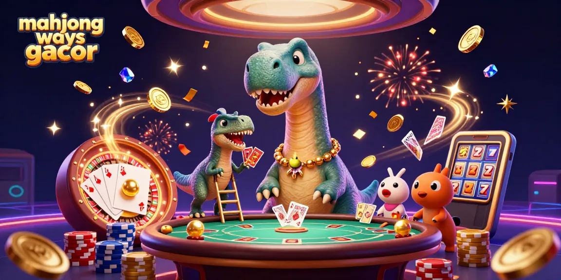 Engage in mahjong ways gacor with magical creatures and festive casino elements showcasing big wins.