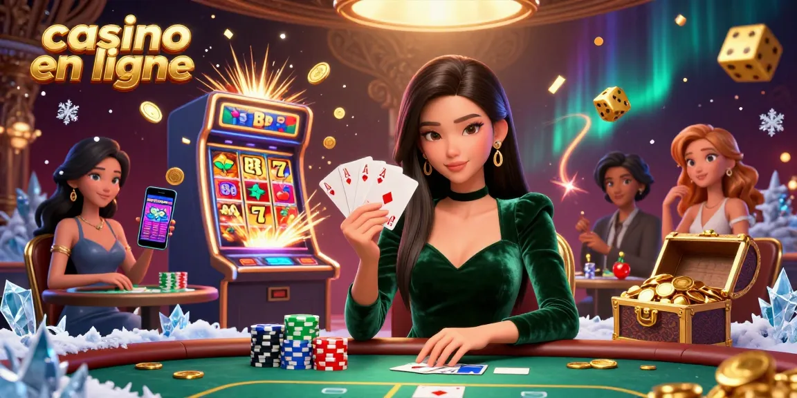 Jouez au casino en ligne avec des jeux passionnants, mettant en vedette une femme asiatique concentrée à une table de poker de luxe.