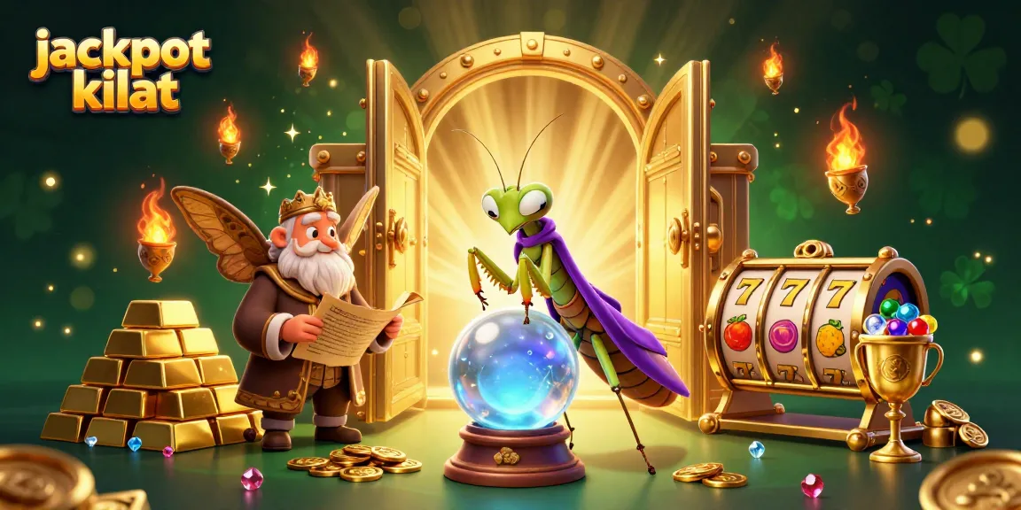 Engaging scene with jackpot kilat elements featuring 3D fortune teller and mining treasures.