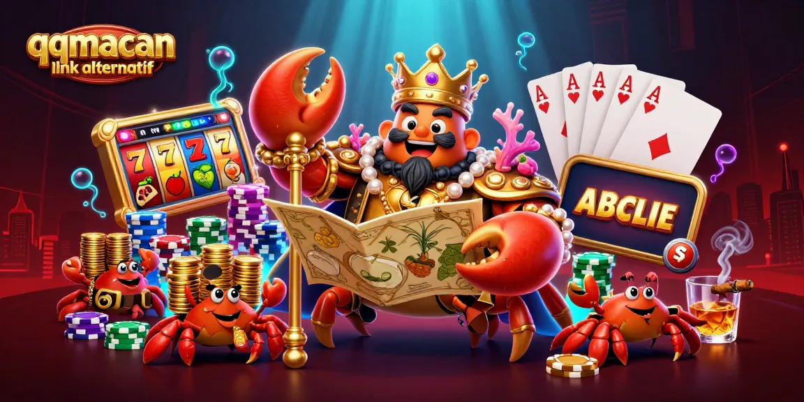 Engage with the thrilling qqmacan link alternatif gaming scene featuring golden crab emperor and vibrant slot elements.