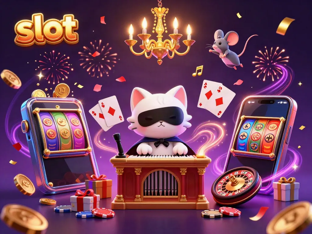 Engage with fun slot action featuring a charming 3D cat and mouse at the casino.