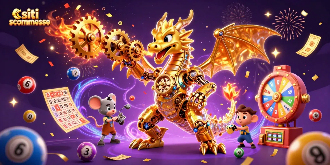 Vinci con i siti scommesse, dragon biomeccanico e palloni lotteria vivaci.