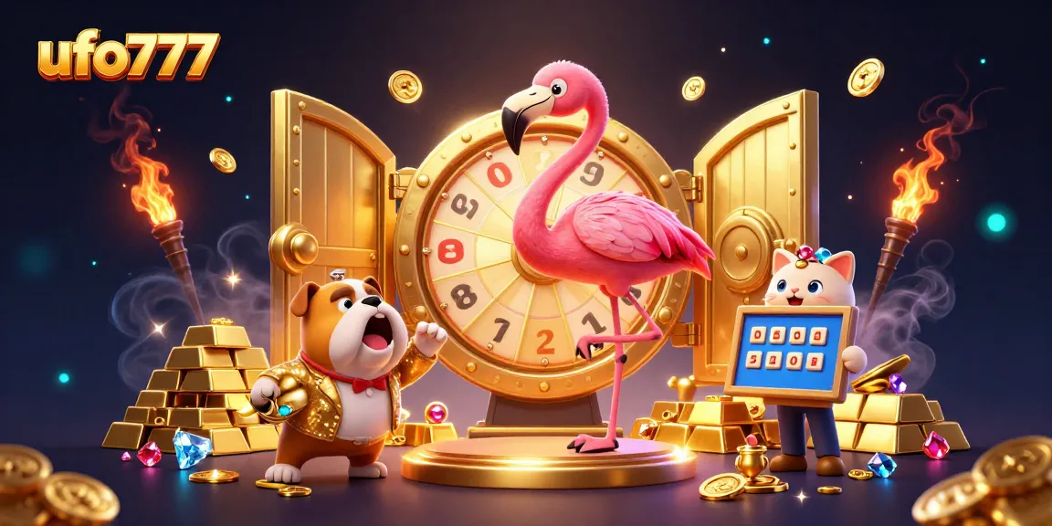 Spin the ufo777 prize wheel with colorful characters in an engaging casino scene.
