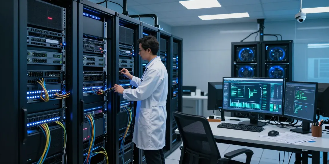 Enhanced rokok88 daftar with high-performance server infrastructure in a modern data center, showcasing reliable technology.