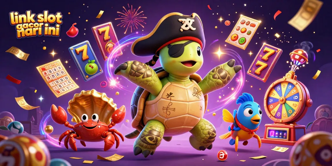 Ilustrasi menarik tentang link slot gacor hari ini yang menampilkan karakter dan elemen kasino yang cerah.