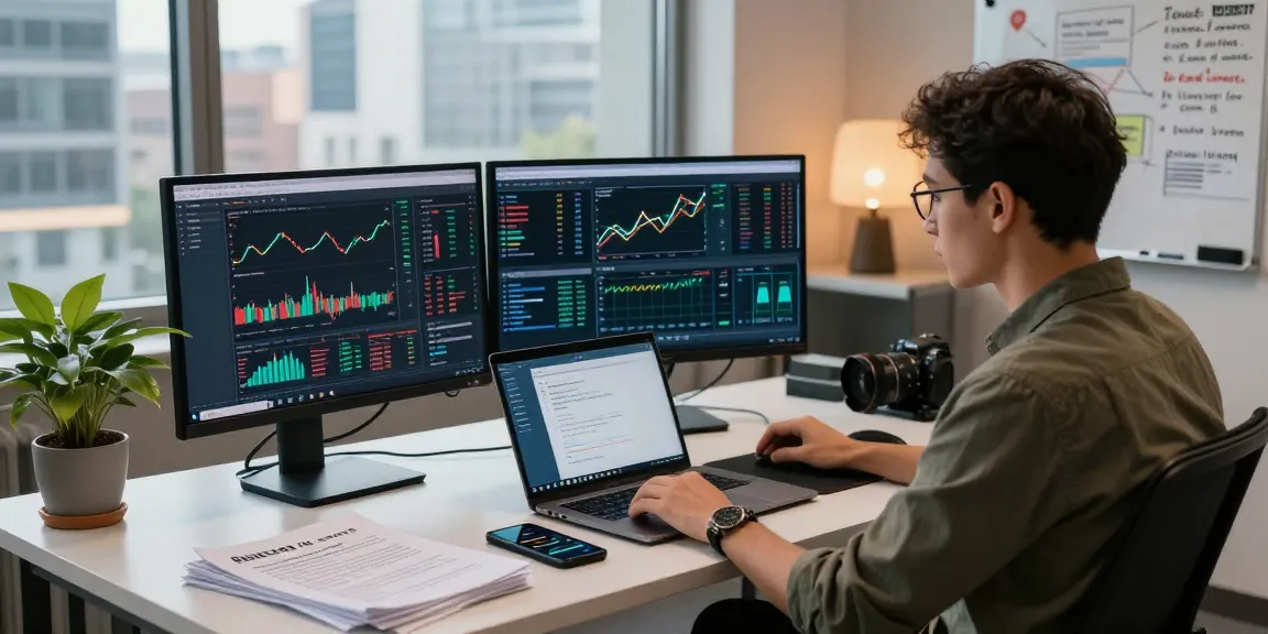 Recover lost crypto assets with financial analyst using recovery tools in a modern office setup.