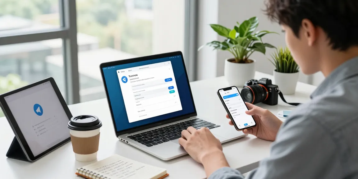 telegram chinese install guide with a professional setting depicting app configurations on a laptop