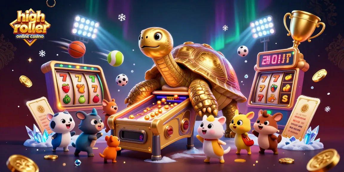 Experience the excitement of a high roller online casino with dynamic slot machines and golden tortoise.
