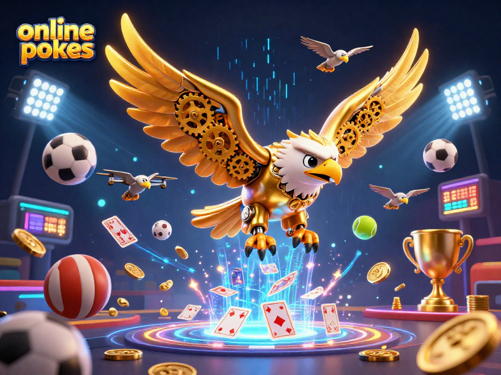 Engage with online pokies while witnessing a vibrant 3D scene of gameplay elements and excitement.