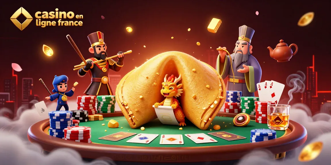 Jouez dans le casino en ligne France avec un dragon sage et des guerriers des baguettes autour d'une table de poker.