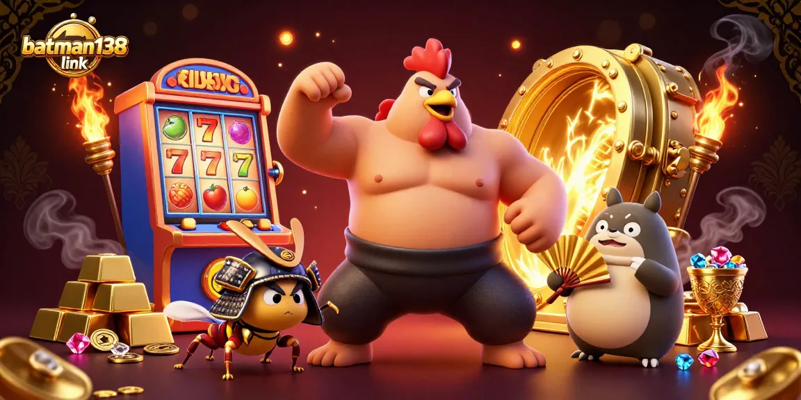 Engage with thrilling gaming action at batman138 link amidst vibrant slot machines and gold treasures.