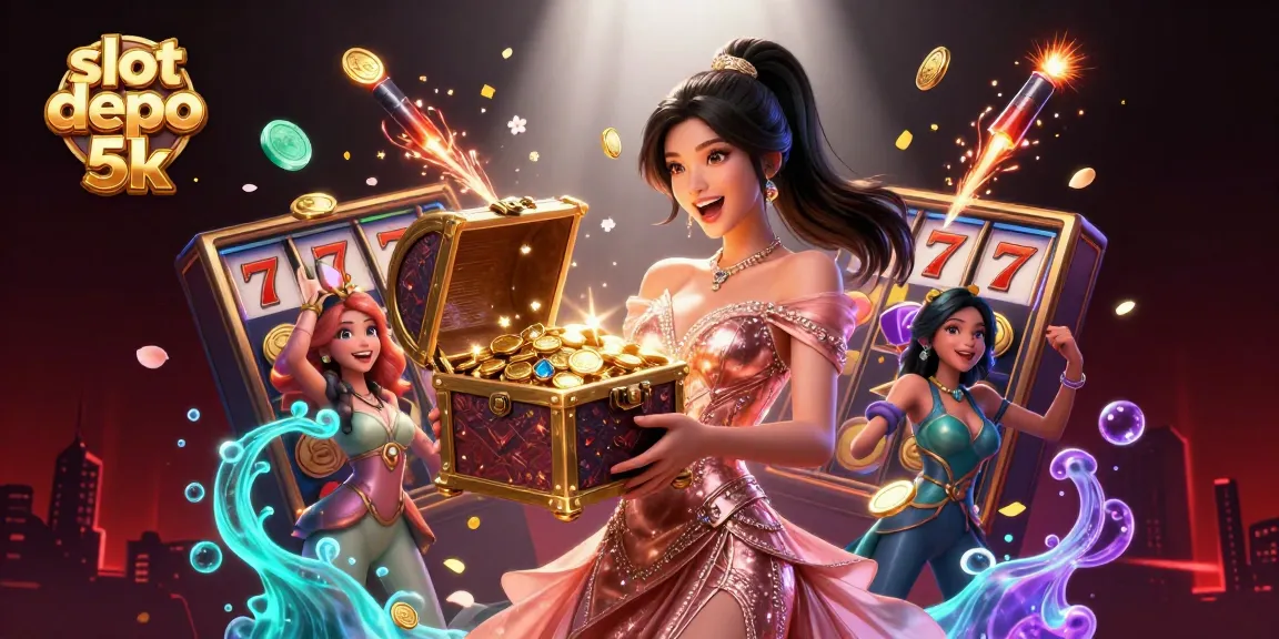 Engage in slot depo 5k excitement with stunning visuals of treasure and slot elements.