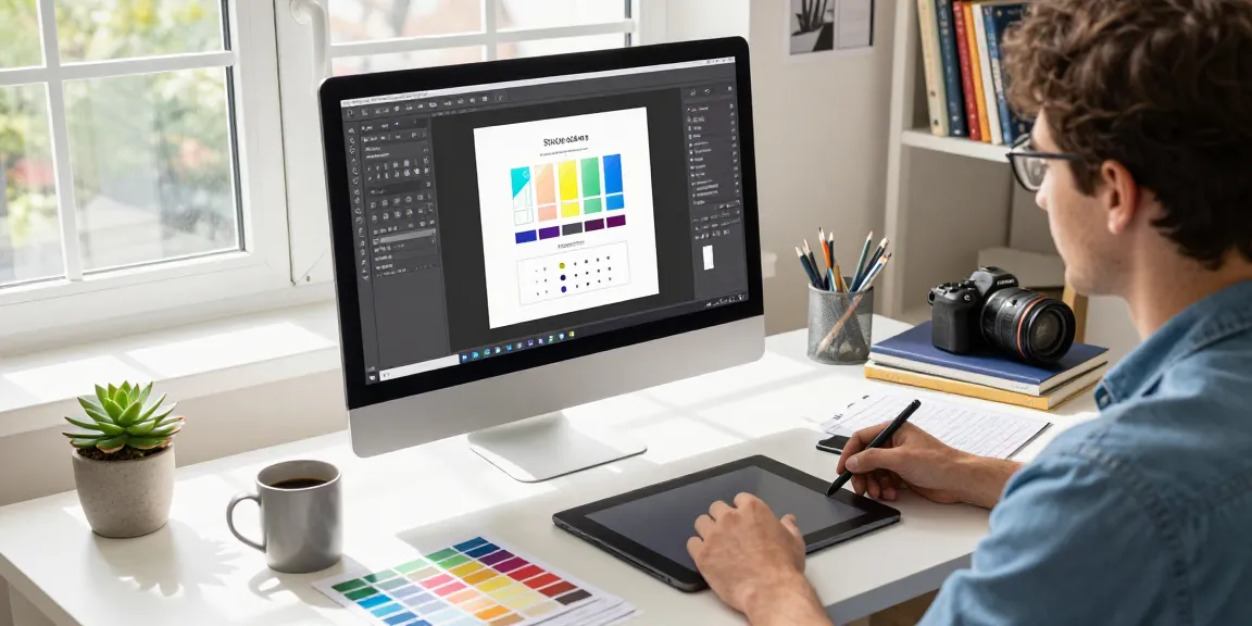 Efficient workspace showcasing snipaste下载 as a designer uses the software for creative projects.
