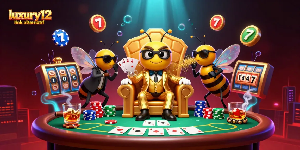 Experience luxury12 link alternatif in a vibrant casino scene with 3D cartoon characters and dynamic gambling elements.
