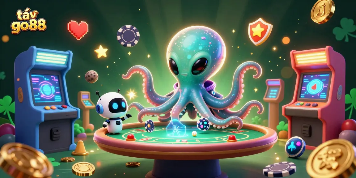 Engage in thrilling games with tải go88 featuring an octopus casino scene and playful gaming elements.