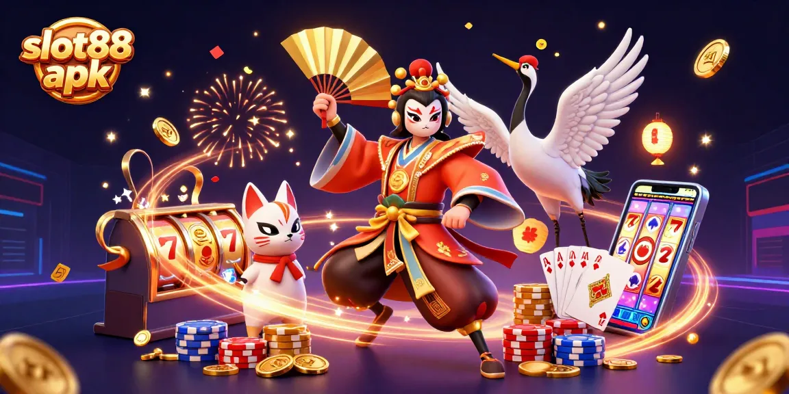 Spin the slot88 apk reels surrounded by vibrant casino elements for an exciting gaming experience.