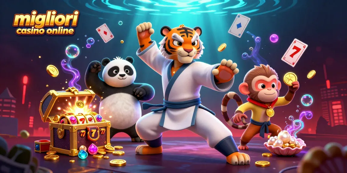 Vivi un divertimento ricco d'azione nei migliori casino online con una scena avventurosa che presenta elementi vivaci dei casino.