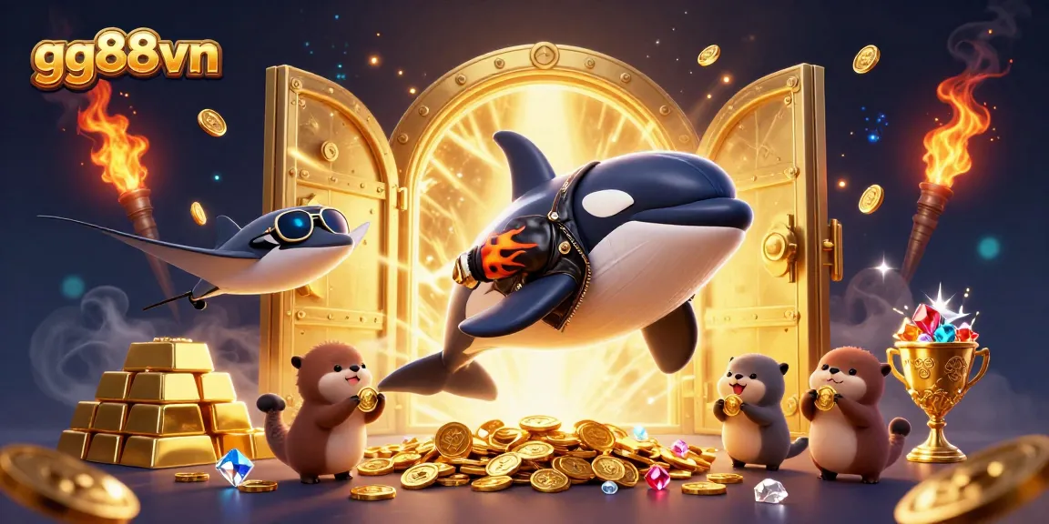 Experience thrilling moments and jackpots at gg88vn while floating with lucky sea otters.