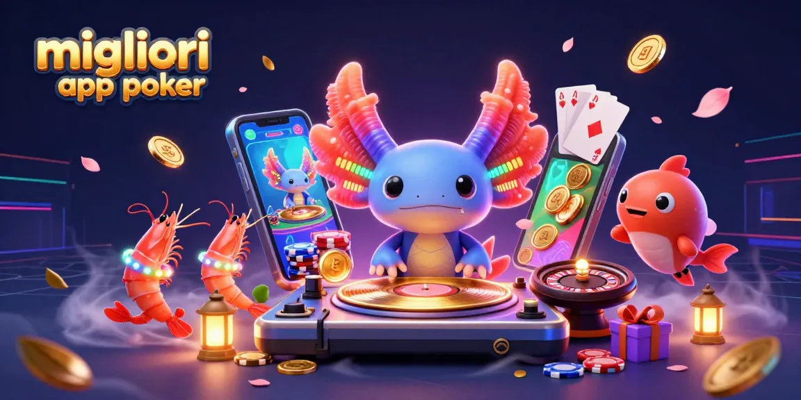 Giocatori esplorano le migliori app poker, cimentandosi in vivaci giochi con carte e chip colorati.