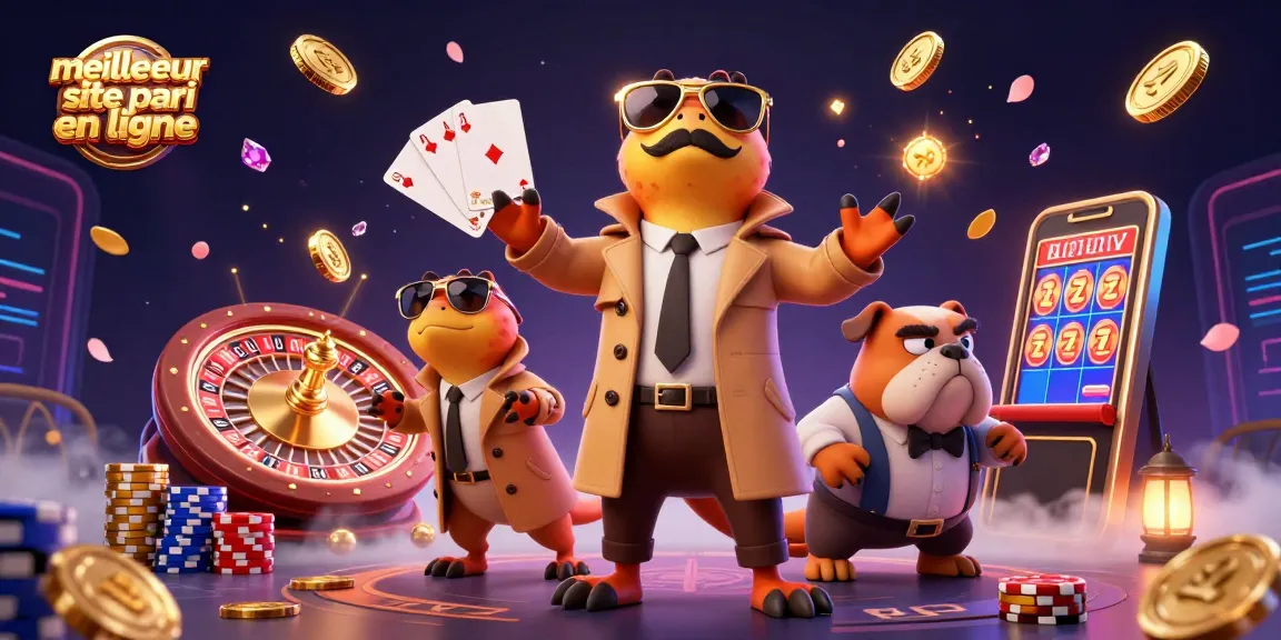 Découvrez le meilleur site pari en ligne avec cette illustration en 3D captivante montrant des raptors en trench coat au casino.