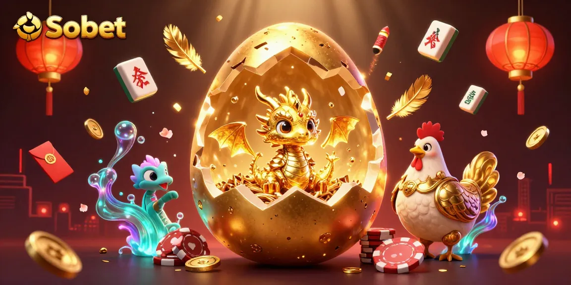 Bet on Sbobet with a lavish scene featuring a golden dragon, poker chips, and vibrant gambling elements.