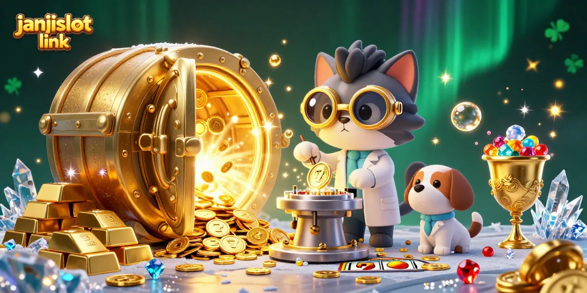Spin and win with janjislot link in this vibrant casino scene filled with treasures and excitement.