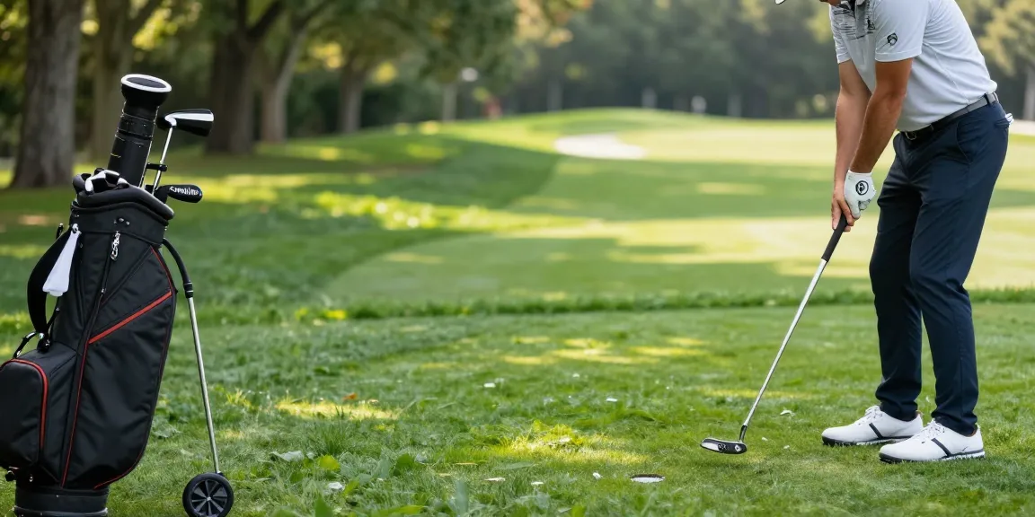 Review putter terbaru di https://puttperfection.com/putter-reviews dengan golfer sedang mengayunkan putter di lapangan golf hijau.
