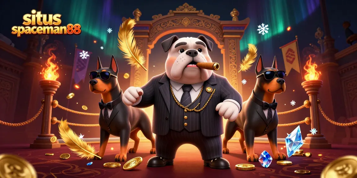 Engage with situs spaceman88 in a vibrant 3D casino scene featuring animated mafia characters and gold coins.
